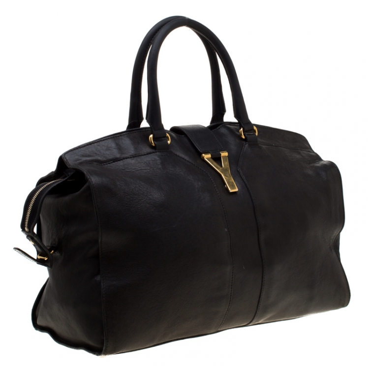 Pre Owned Saint Laurent Paris Black Leather Large Cabas Chyc Satchel