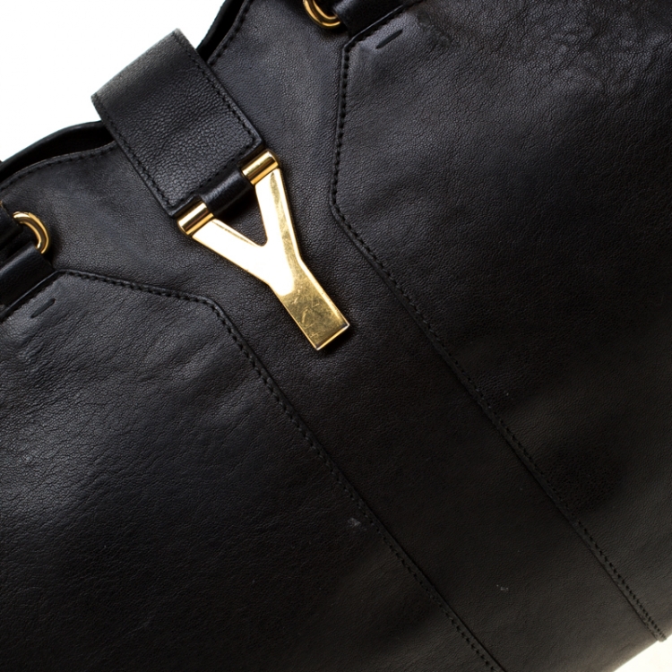 Pre Owned Saint Laurent Paris Black Leather Large Cabas Chyc Satchel