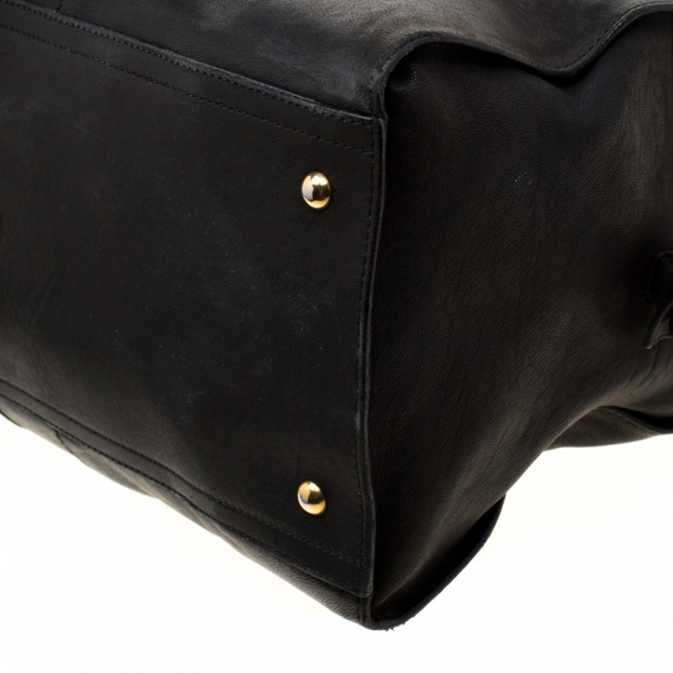 Pre Owned Saint Laurent Paris Black Leather Large Cabas Chyc Satchel