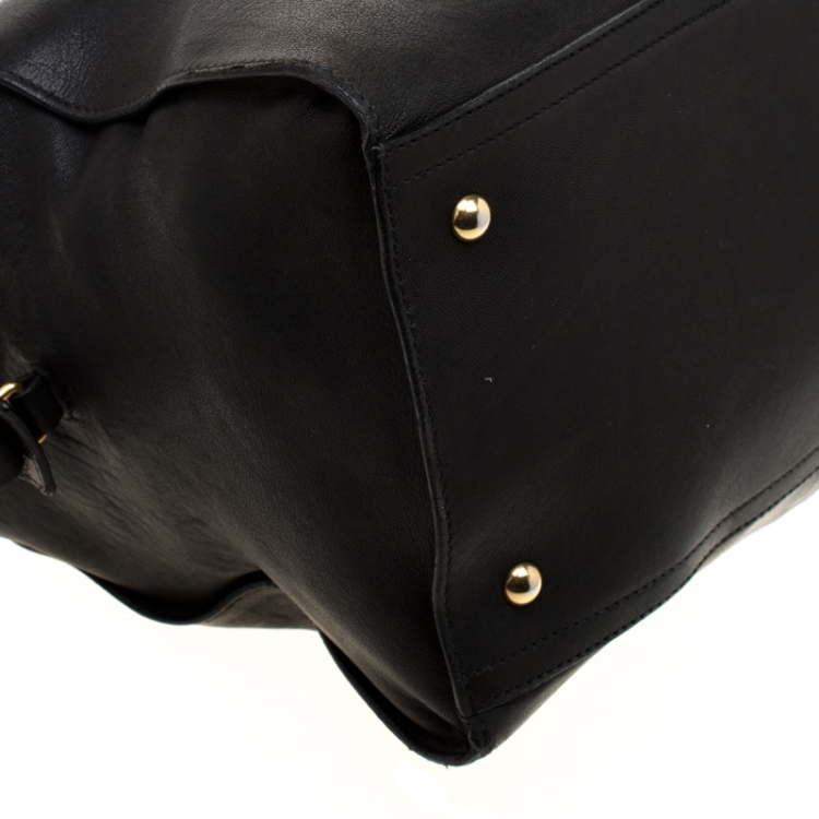 Pre Owned Saint Laurent Paris Black Leather Large Cabas Chyc Satchel