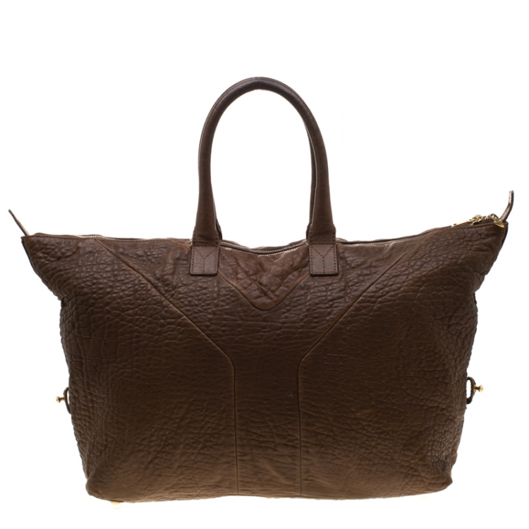 Pre Owned Saint Laurent Brown Leather Large Easy Y Bag
