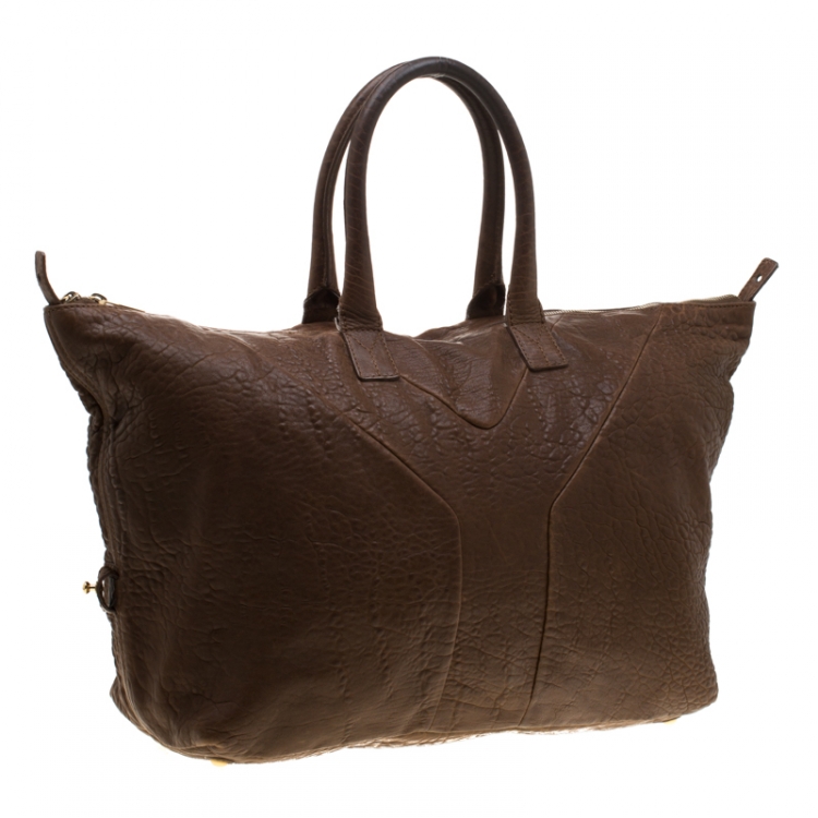 Pre Owned Saint Laurent Brown Leather Large Easy Y Bag