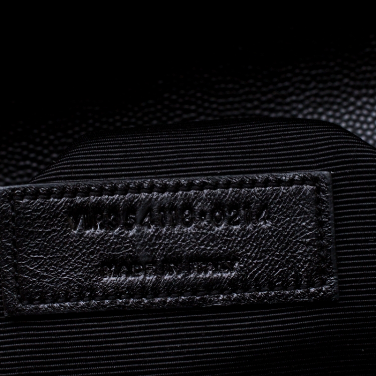 Pre Owned Saint Laurent Paris Black Quilted Chevron Leather Large Cassandre Chain Bag