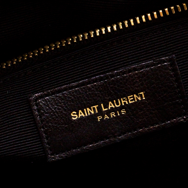 Pre Owned Saint Laurent Paris Black Quilted Chevron Leather Large Cassandre Chain Bag