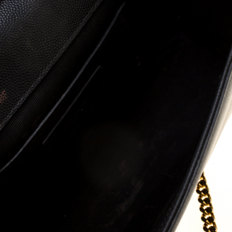 Pre Owned Saint Laurent Black Monogram Leather Kate Shoulder Bag