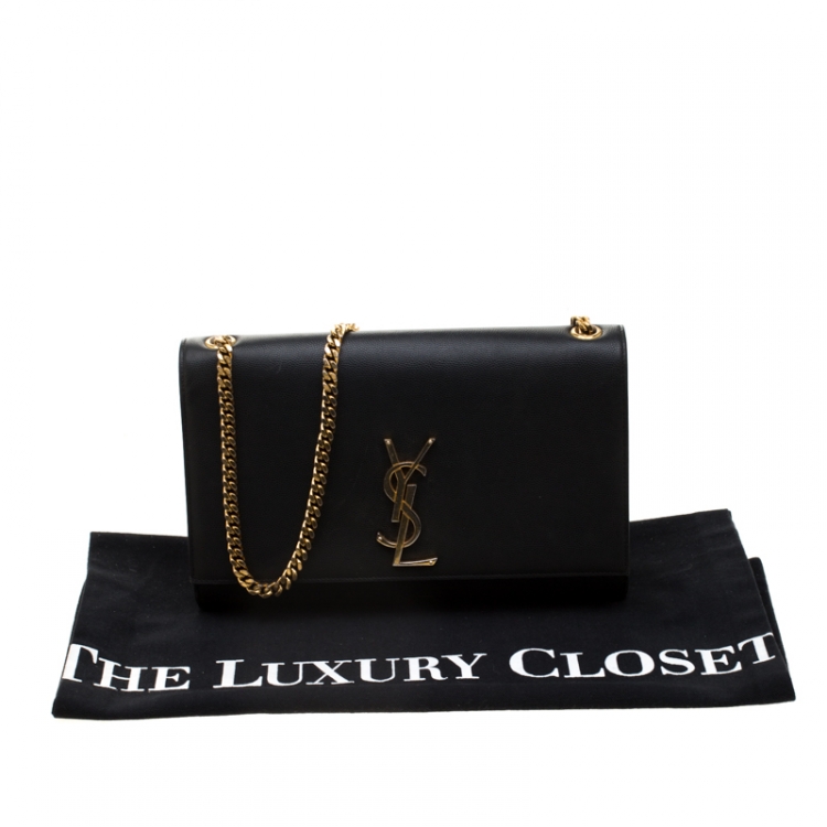 Pre Owned Saint Laurent Black Monogram Leather Kate Shoulder Bag