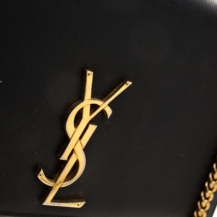 Pre Owned Saint Laurent Black Monogram Leather Kate Shoulder Bag