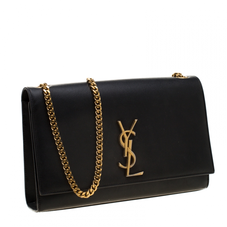 Pre Owned Saint Laurent Black Monogram Leather Kate Shoulder Bag