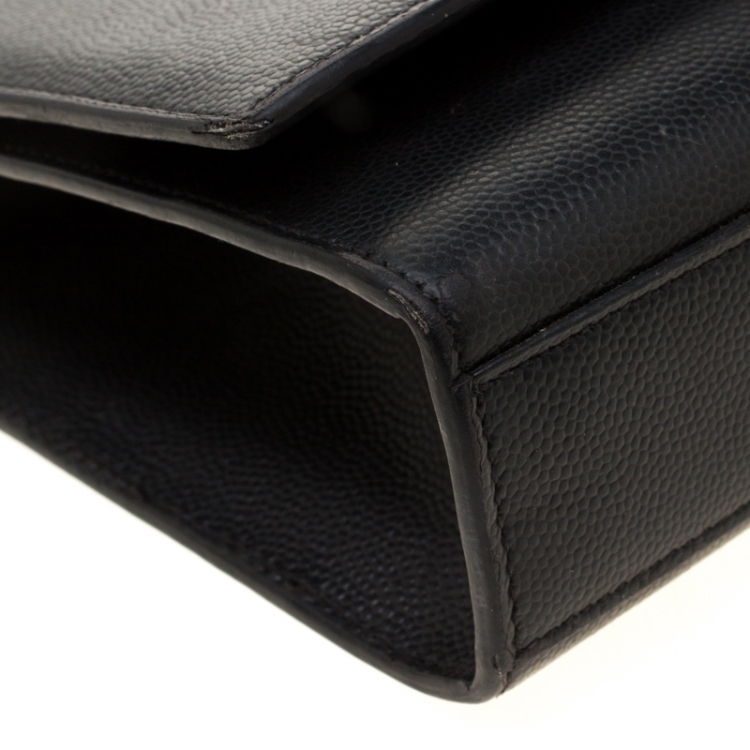 Pre Owned Saint Laurent Black Monogram Leather Kate Shoulder Bag
