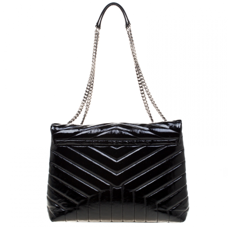 Pre Owned Saint Laurent Paris Black Monogram Leather Loulou Shoulder Bag