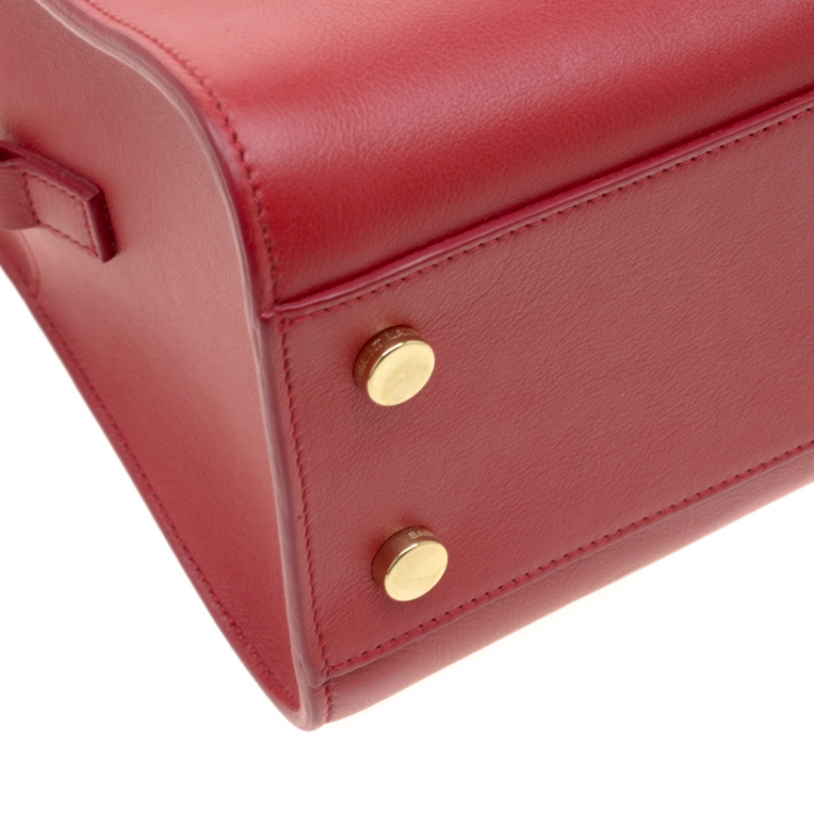 Pre Owned Saint Laurent Paris Red Leather Cabas Monogram Tote