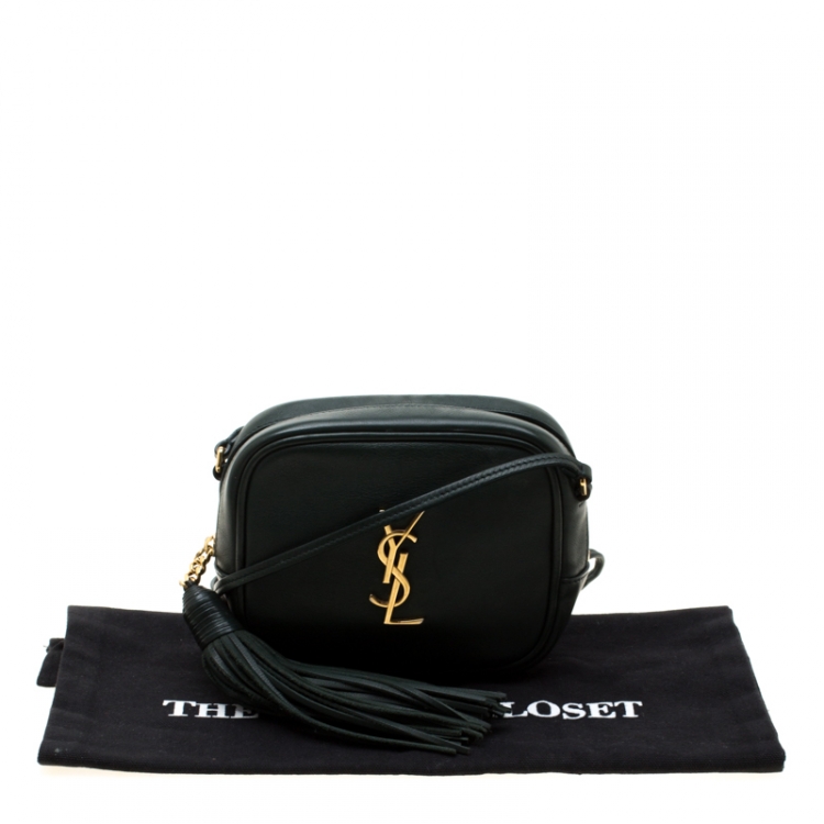 Pre Owned Saint Laurent Paris Dark Green Leather Blogger Crossbody Bag