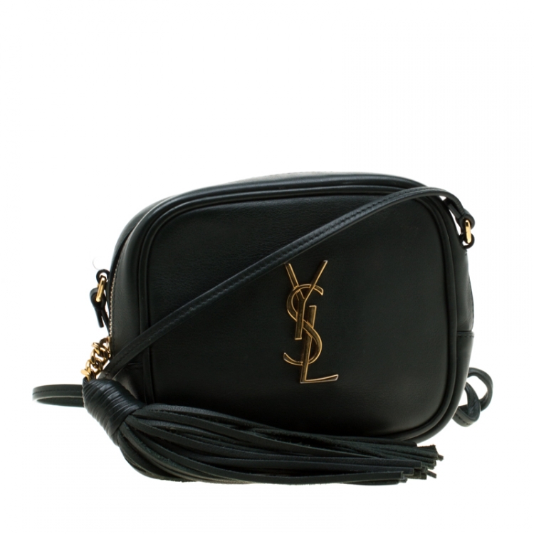 Pre Owned Saint Laurent Paris Dark Green Leather Blogger Crossbody Bag