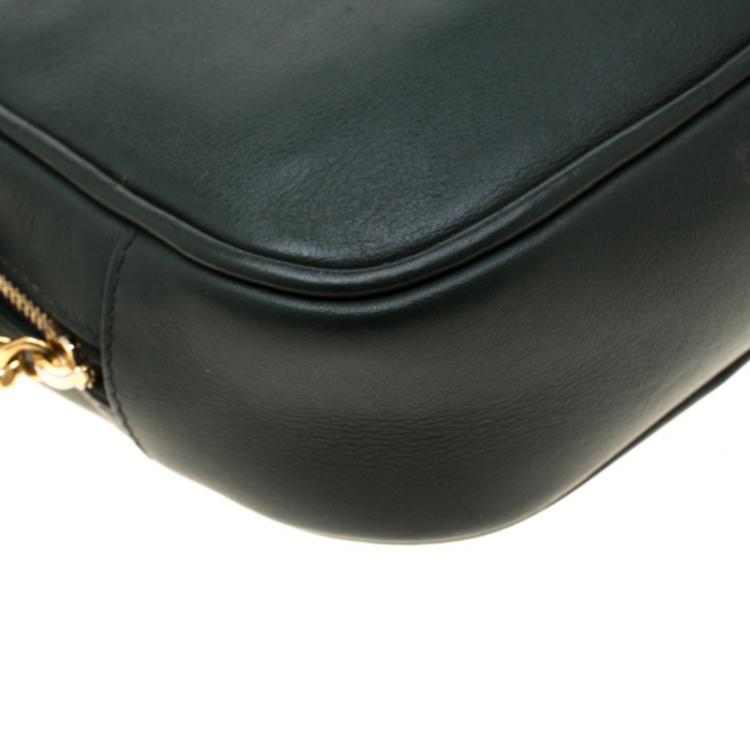 Pre Owned Saint Laurent Paris Dark Green Leather Blogger Crossbody Bag