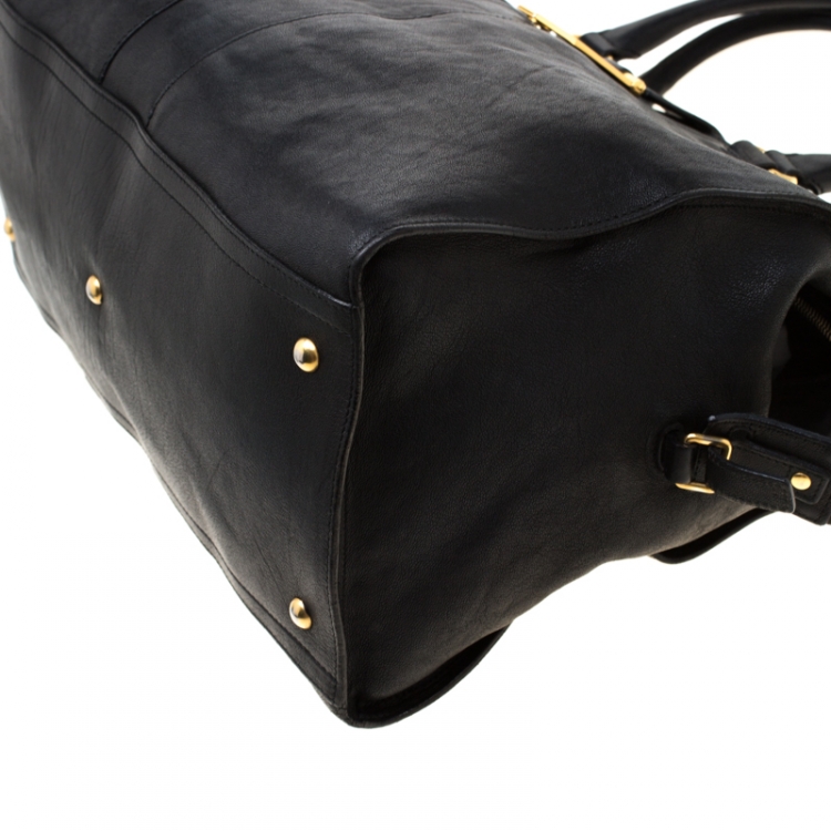 Pre Owned Saint Laurent Black Leather Large Cabas Chyc Satchel