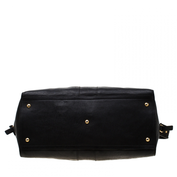 Pre Owned Saint Laurent Black Leather Large Cabas Chyc Satchel