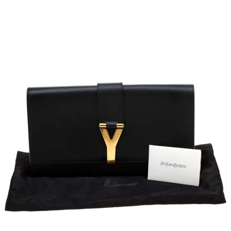 Pre Owned Saint Laurent Paris Black Leather Large Chyc Clutch