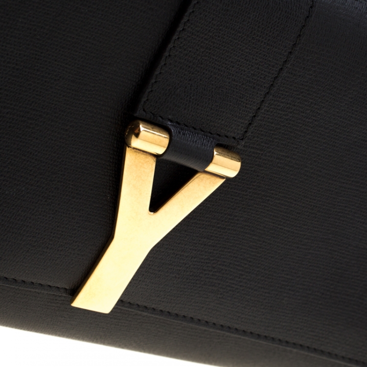 Pre Owned Saint Laurent Paris Black Leather Large Chyc Clutch