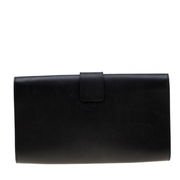 Pre Owned Saint Laurent Paris Black Leather Large Chyc Clutch