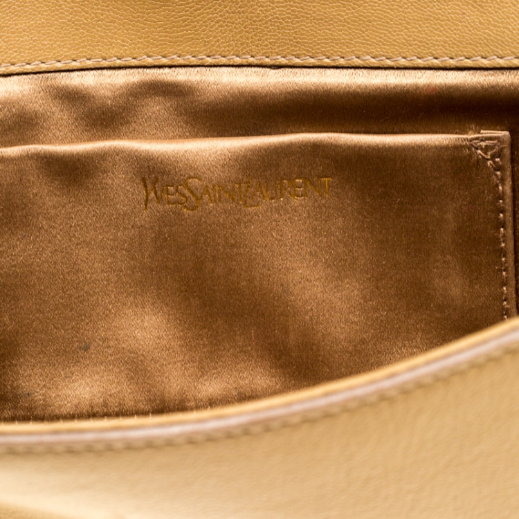 Pre Owned Saint Laurent Paris Tan Leather Small Belle De Jour Flap Clutch