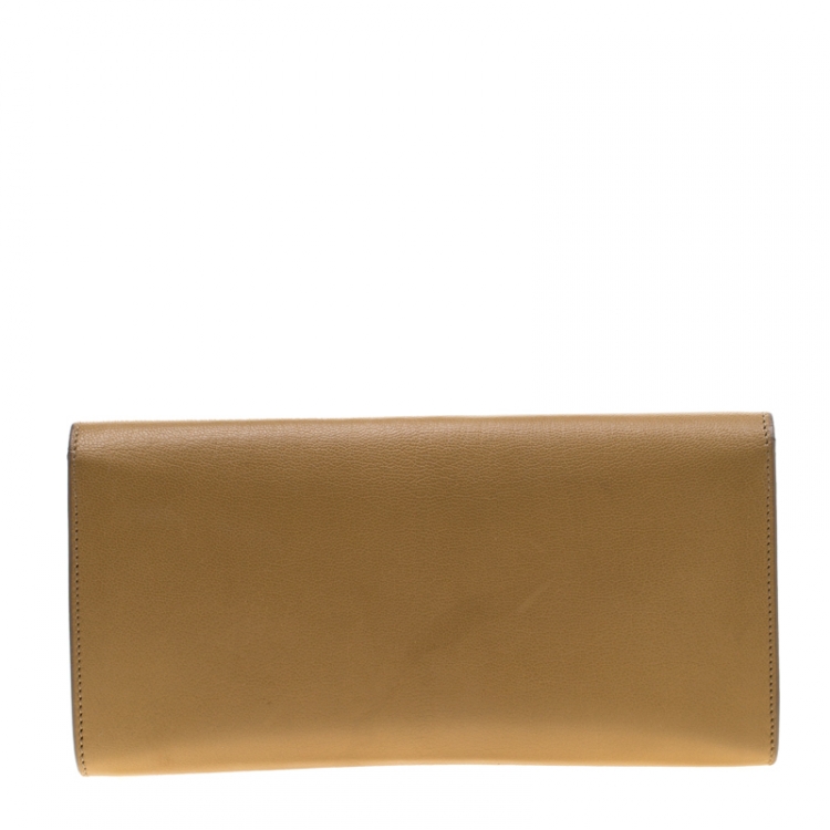Pre Owned Saint Laurent Paris Tan Leather Small Belle De Jour Flap Clutch