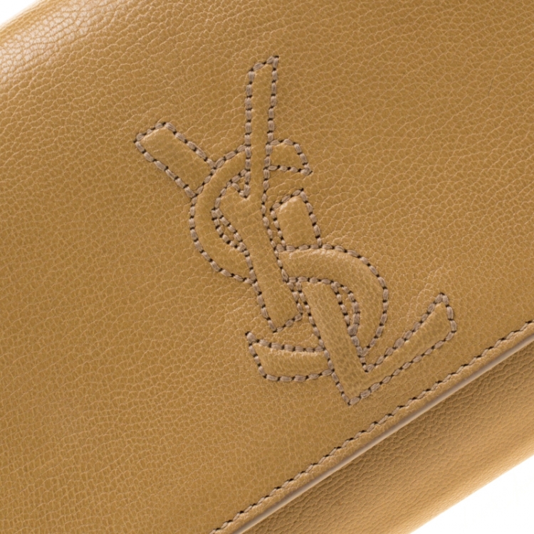 Pre Owned Saint Laurent Paris Tan Leather Small Belle De Jour Flap Clutch