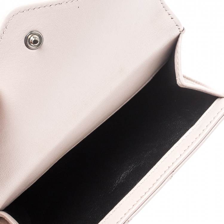 Pre Owned Saint Laurent Beige Matelasse Leather Small Loulou Wallet