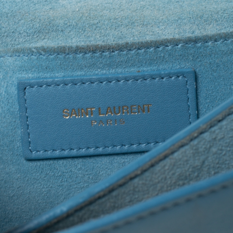 Pre Owned Saint Laurent Paris Blue Leather Mini Y-Ligne Crossbody Bag