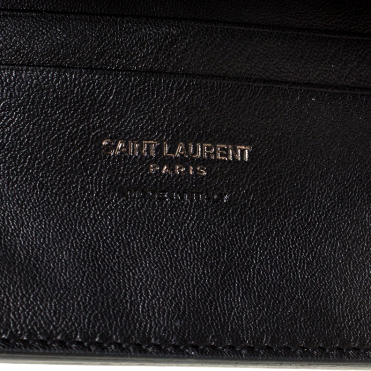 Pre Owned Saint Laurent Paris Black Crocodile Embossed Leather Monogram Cabas Crossbody Bag
