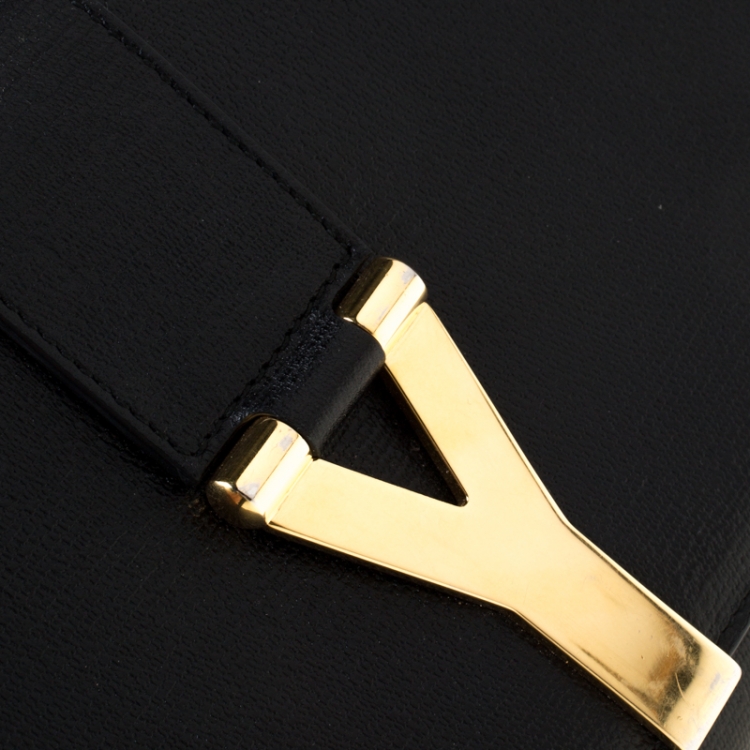 Pre Owned Saint Laurent Paris Black Leather Large Chyc Clutch
