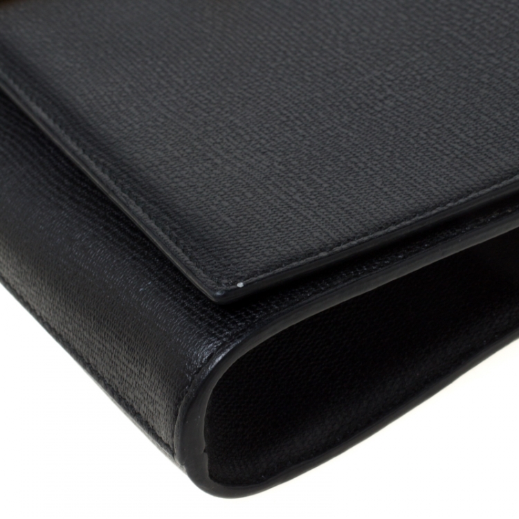Pre Owned Saint Laurent Paris Black Leather Large Chyc Clutch