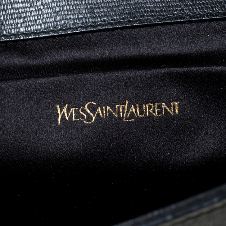 Pre Owned Saint Laurent Paris Black Leather Large Chyc Clutch