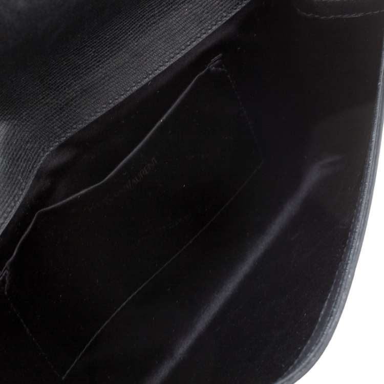 Pre Owned Saint Laurent Paris Black Leather Large Chyc Clutch