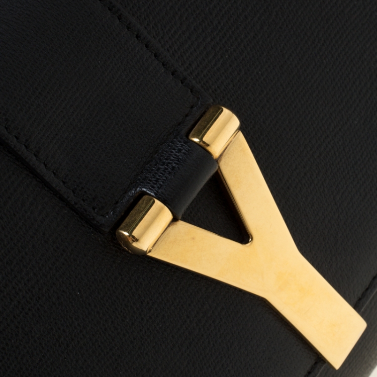 Pre Owned Saint Laurent Paris Black Leather Large Chyc Clutch