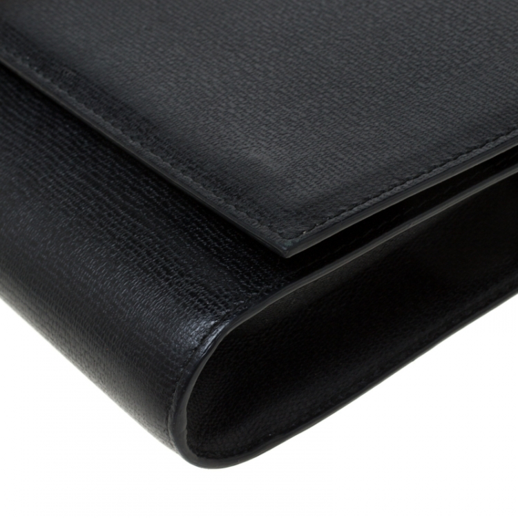 Pre Owned Saint Laurent Paris Black Leather Large Chyc Clutch