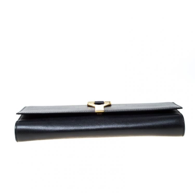 Pre Owned Saint Laurent Paris Black Leather Large Chyc Clutch