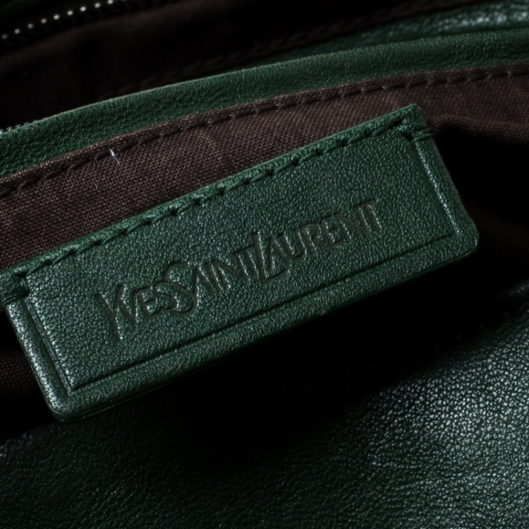 Pre Owned Saint Laurent Paris Green Leather Large Cabas Chyc Satchel