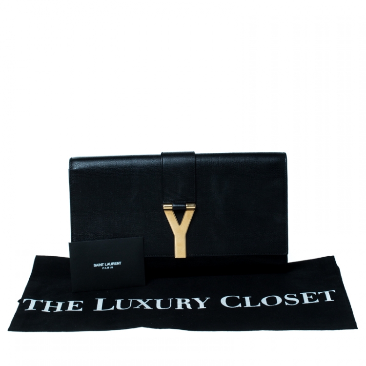 Pre Owned Saint Laurent Black Patent Leather Y-Ligne Clutch