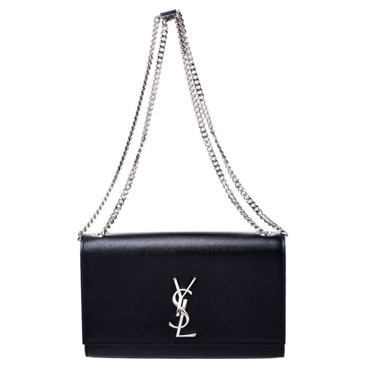 Saint Laurent Paris Black Leather Kate Chain Shoulder Bag Yves