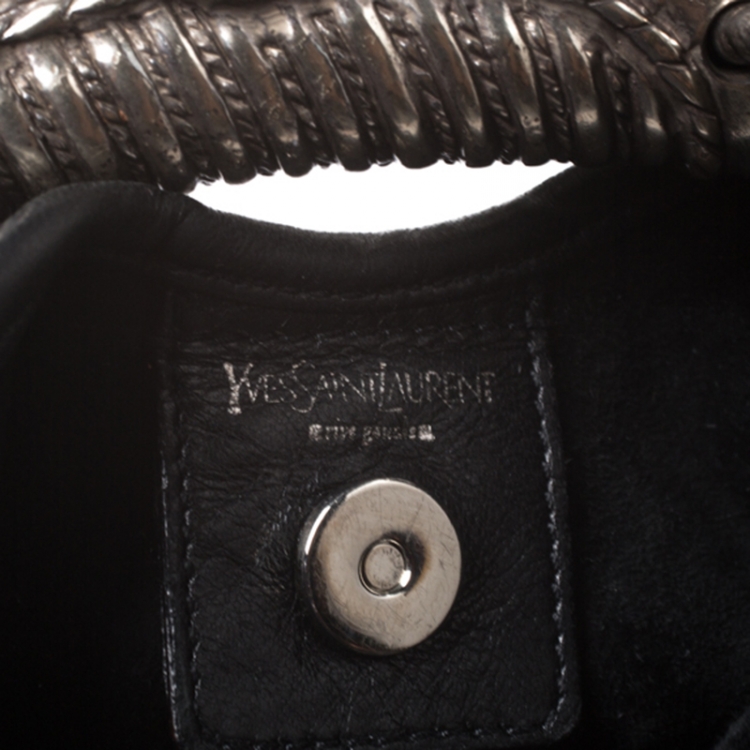 Pre Owned Yves Saint Laurent Black Leather Mini Mombasa Hobo