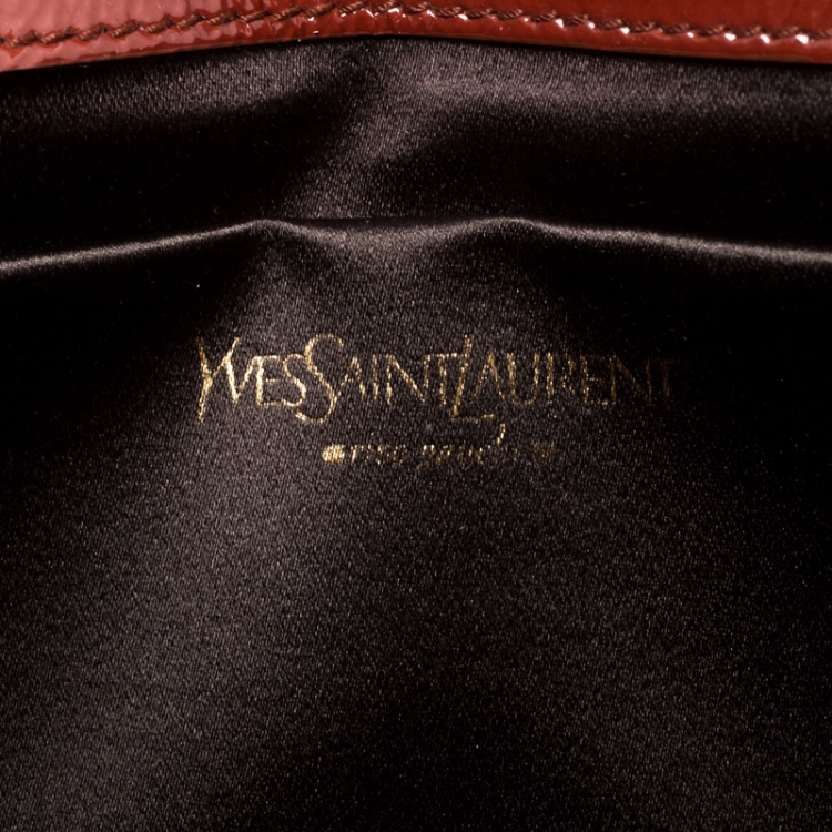 Pre Owned Yves Saint Laurent Cinnamon Brown Patent Leather Belle De Jour Flap Clutch