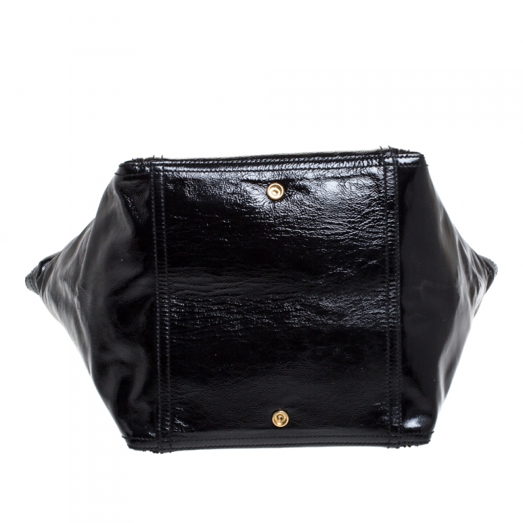 Pre Owned Yves Saint Laurent Black Patent Leather Downtown Tote