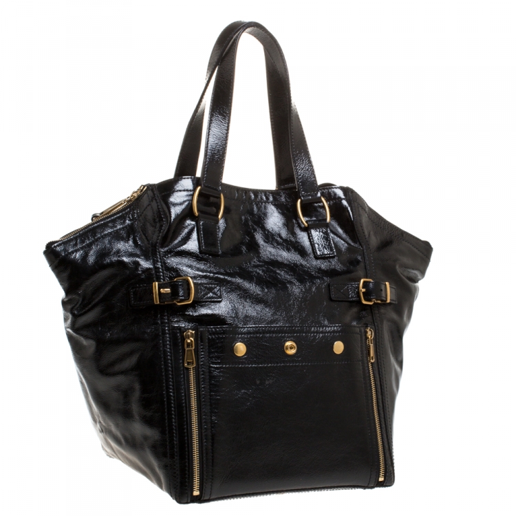 Pre Owned Yves Saint Laurent Black Patent Leather Downtown Tote