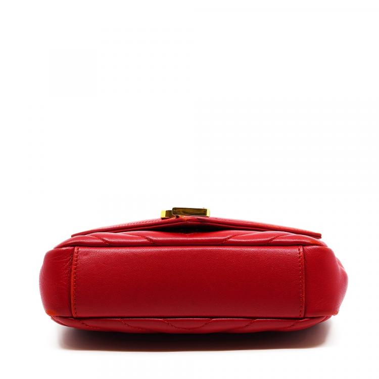 Pre Owned Yves Saint Laurent Red Leather Matelasse Monogram Classic Baby Bag