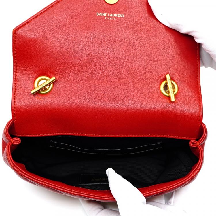 Pre Owned Yves Saint Laurent Red Leather Matelasse Monogram Classic Baby Bag