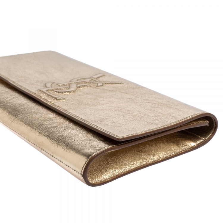 Pre Owned Yves Saint Laurent Metallic Gold Leather Large Belle De Jour Clutch