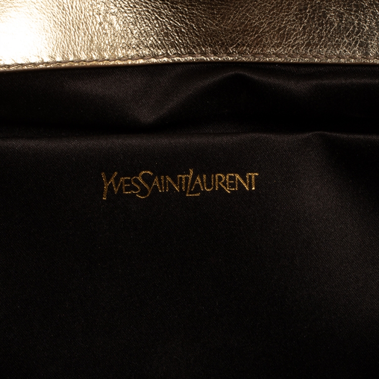Pre Owned Yves Saint Laurent Metallic Gold Leather Large Belle De Jour Clutch