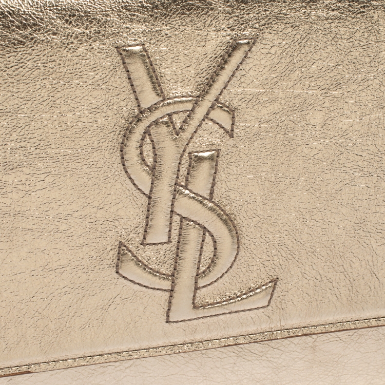 Pre Owned Yves Saint Laurent Metallic Gold Leather Large Belle De Jour Clutch