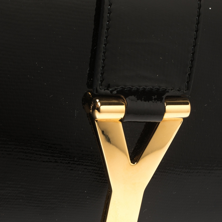 Pre Owned Yves Saint Laurent Black Patent Leather Y-Ligne Clutch