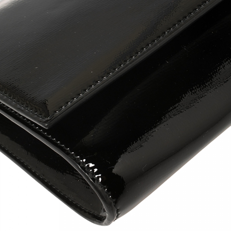 Pre Owned Yves Saint Laurent Black Patent Leather Y-Ligne Clutch